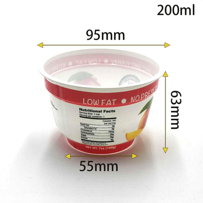 95mm hoogste size198g yoghurt Plastic verpakkend kop aangepast embleem